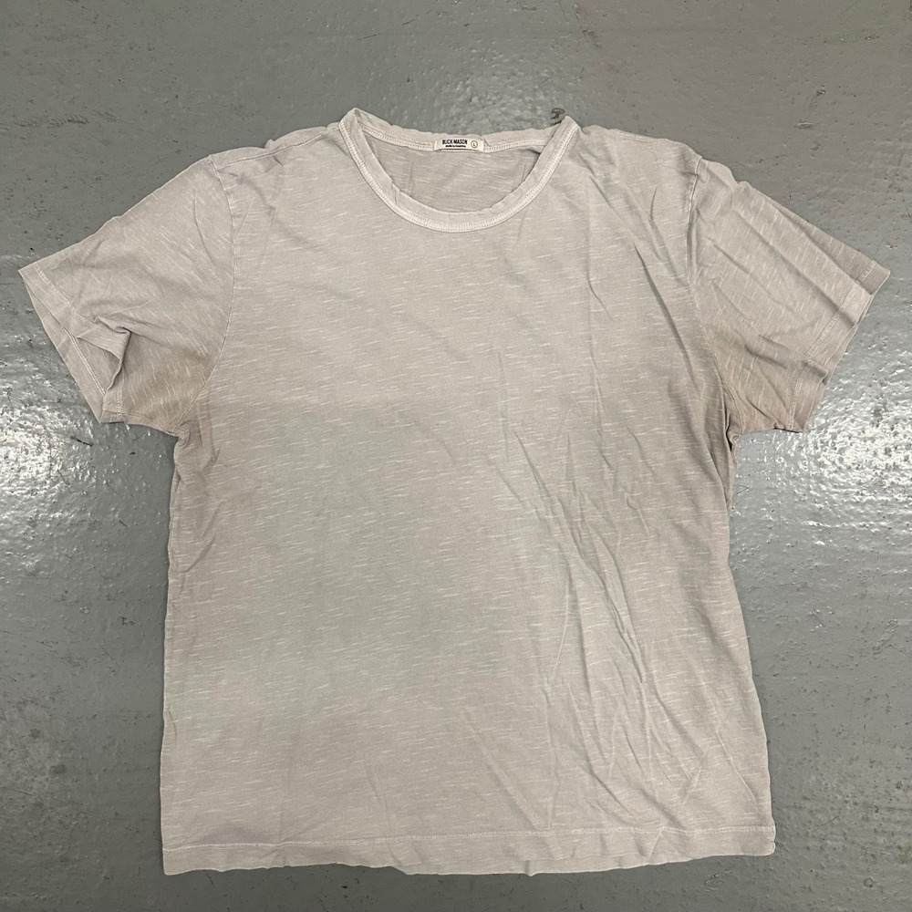 Buck Mason Mens Slub Curved Hem Tee Large Grey Preowned Short Sleeve T-Shirt